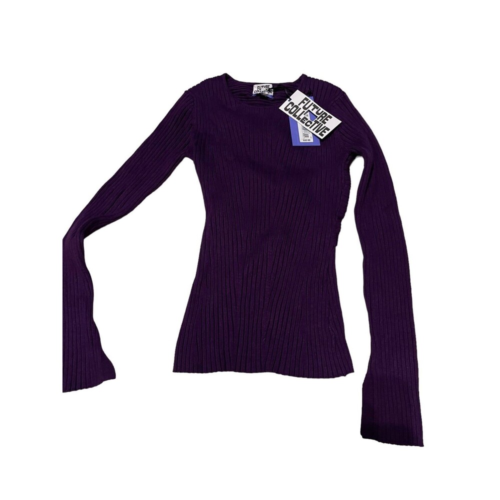 Kahlana barfield brown sweater top ribbed future collection (purple)